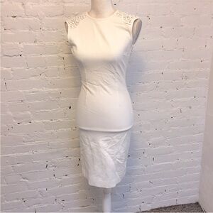 Stella McCartney open back lace trim dress bodycon white size 36